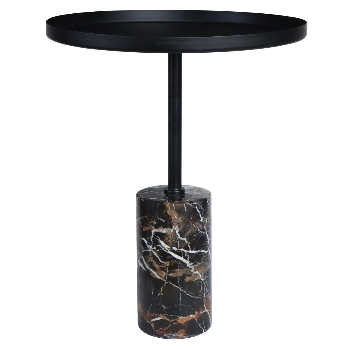 Metal Top Black and White Marble Base Side Table | Murcia