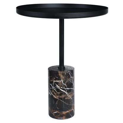 Metal Top Black and White Marble Base Side Table | Murcia