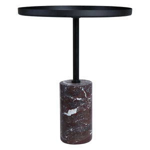 Metal Top Red Marble Base Side Table | Murcia