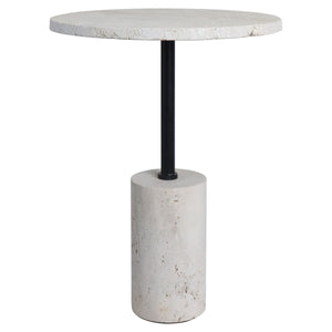 Travertine Top and Base Side Table | Merida