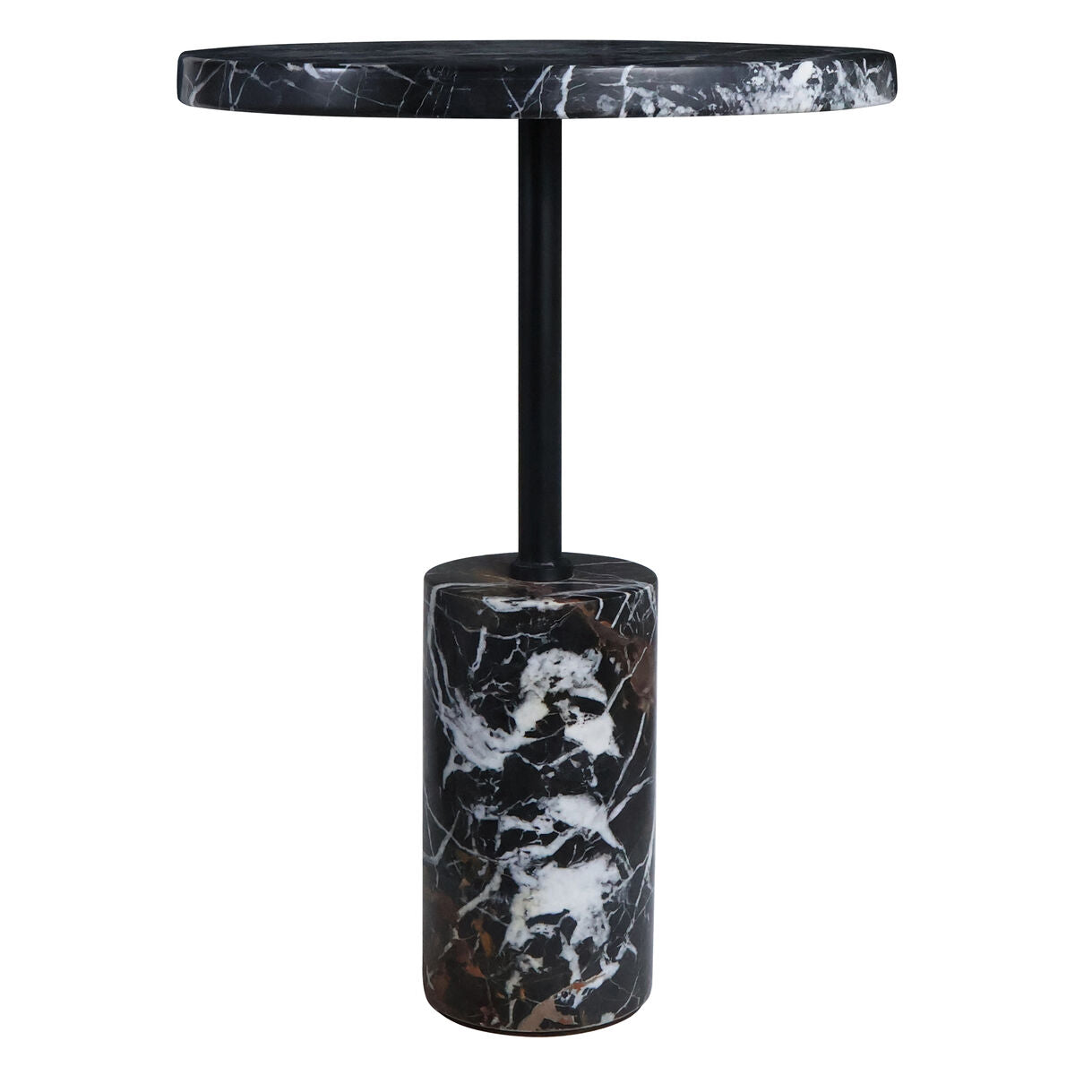 Black and White Marble Top and Base Side Table | Merida