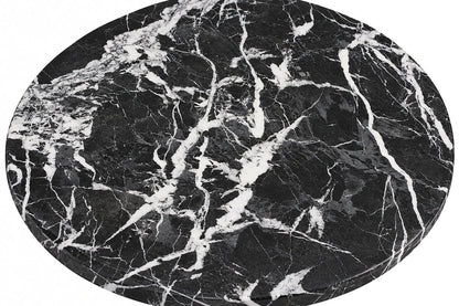 Black and White Marble Top and Base Side Table | Merida