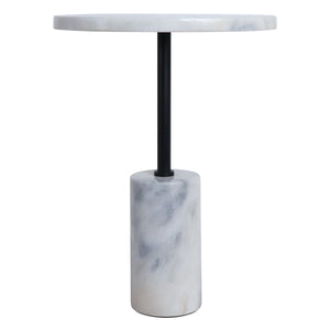 Zirat White Marble Top and Base Side Table | Merida