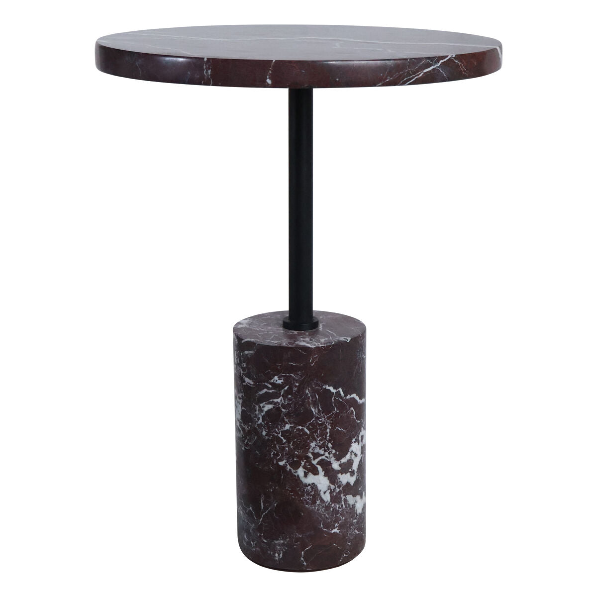 Red Marble Top and Base Side Table | Merida