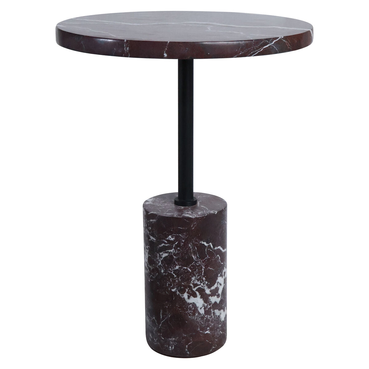 Red Marble Top and Base Side Table | Merida