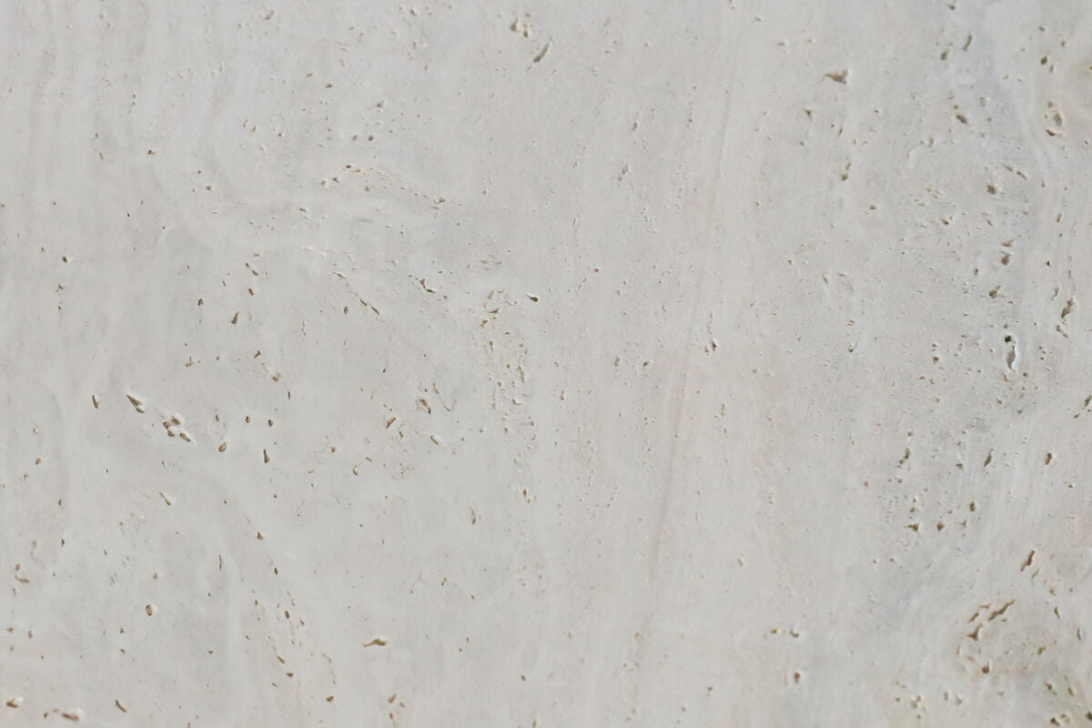 Small Travertine Top Brown Ridge Mango Wood Base Side Table | Matros