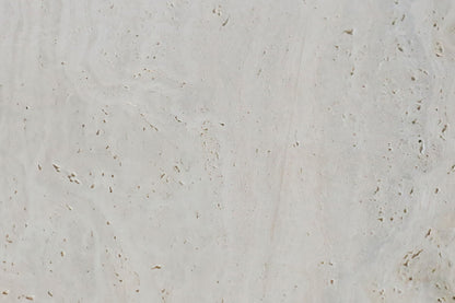 Small Travertine Top Brown Ridge Mango Wood Base Side Table | Matros