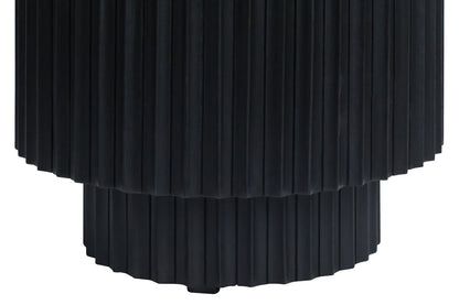 Small Black and White Marble Top Black Mango Wood Base Side Table | Matros