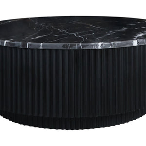 Black and White Marble Top Black Ridge Mango Wood Base Coffee Table | Molinos