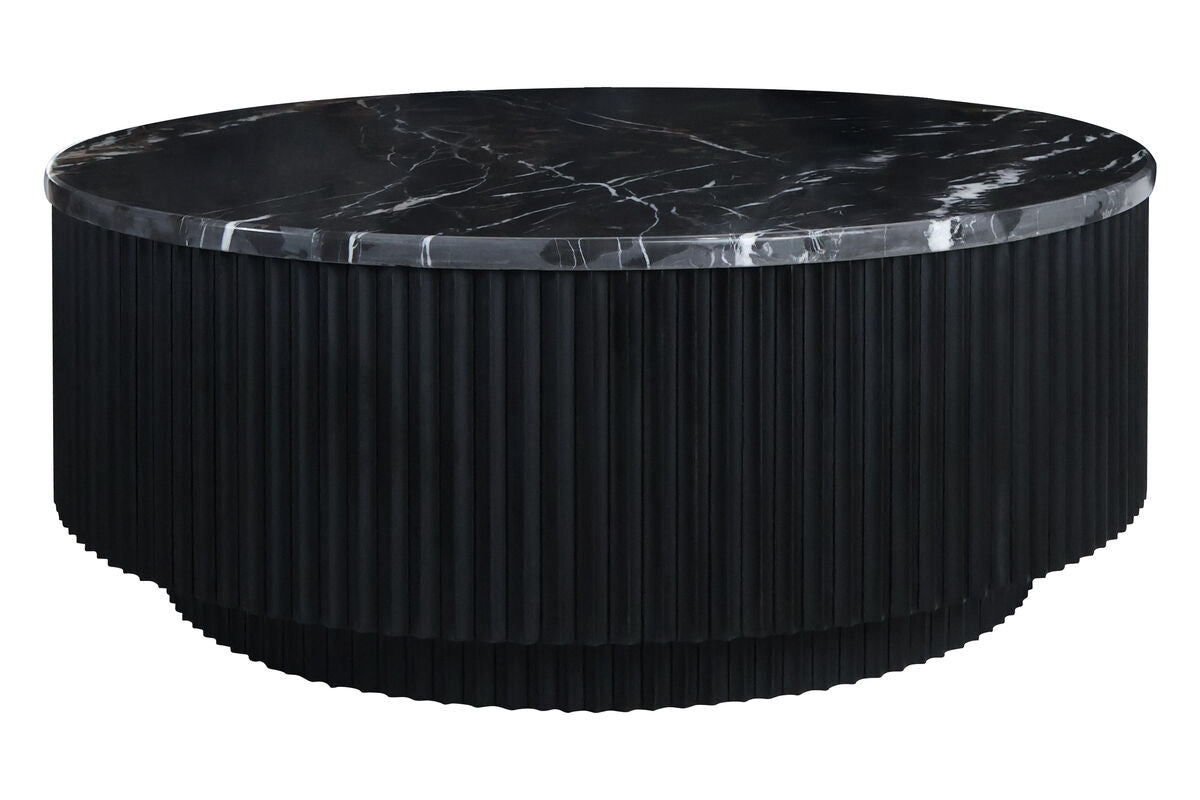 Black and White Marble Top Black Ridge Mango Wood Base Coffee Table | Molinos