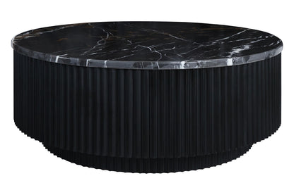 Black and White Marble Top Black Ridge Mango Wood Base Coffee Table | Molinos
