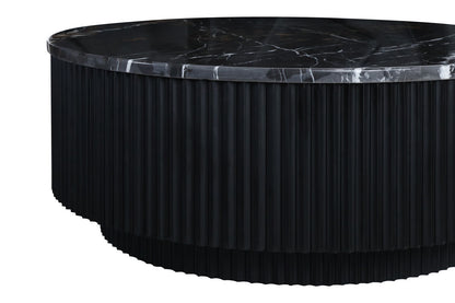 Black and White Marble Top Black Ridge Mango Wood Base Coffee Table | Molinos