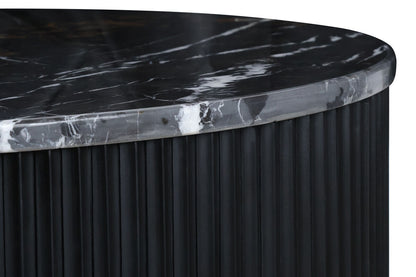 Black and White Marble Top Black Ridge Mango Wood Base Coffee Table | Molinos