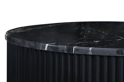 Black and White Marble Top Black Ridge Mango Wood Base Coffee Table | Molinos
