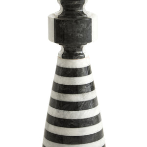 Zoro Black and White Striped Marble Side Table