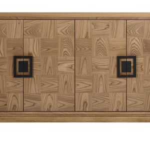 Dimaro Natural Elm Wood Veneer 4 Door Sideboard