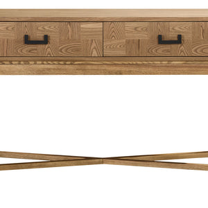 Dimaro Natural Elm Wood Veneer 2 Drawer Console Table