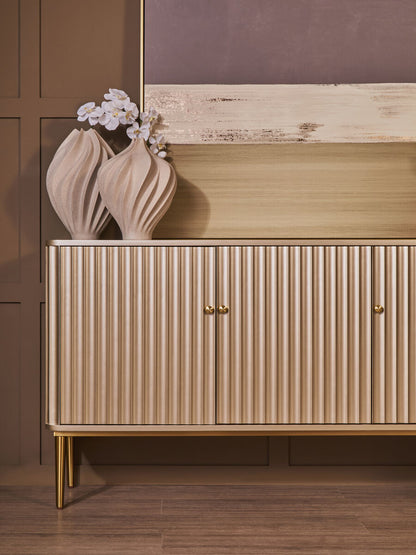 Dusino Champagne Gold Finish Three Door Sideboard