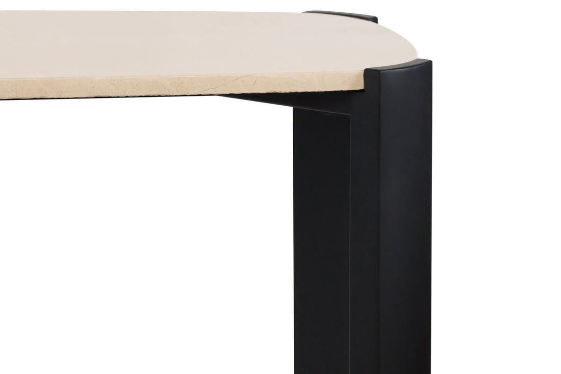 Black Wood with Cream Marble Top Console Table | Palermo