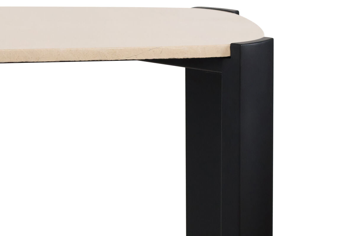 Black Wood with Cream Marble Top Console Table | Palermo