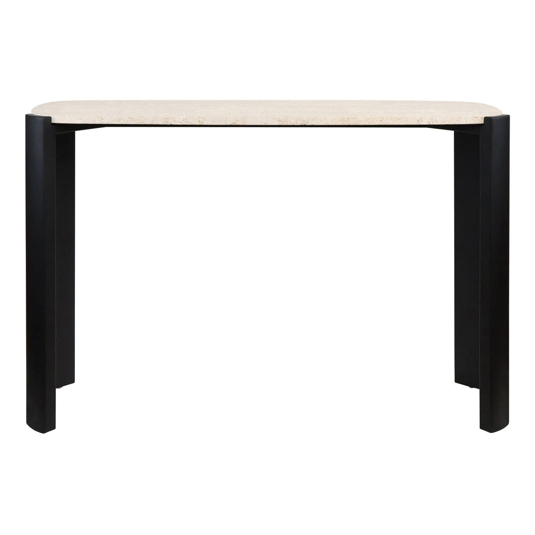 Black Wood with Travertine Top Console Table | Palermo