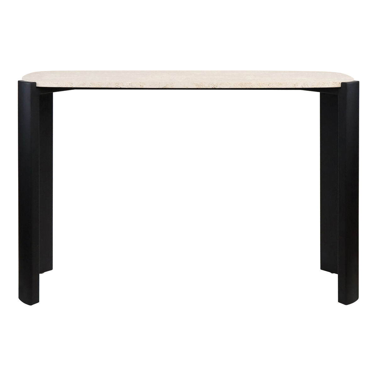 Black Wood with Travertine Top Console Table | Palermo