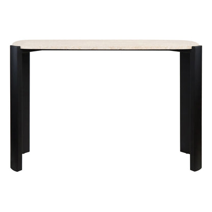 Black Wood with Travertine Top Console Table | Palermo