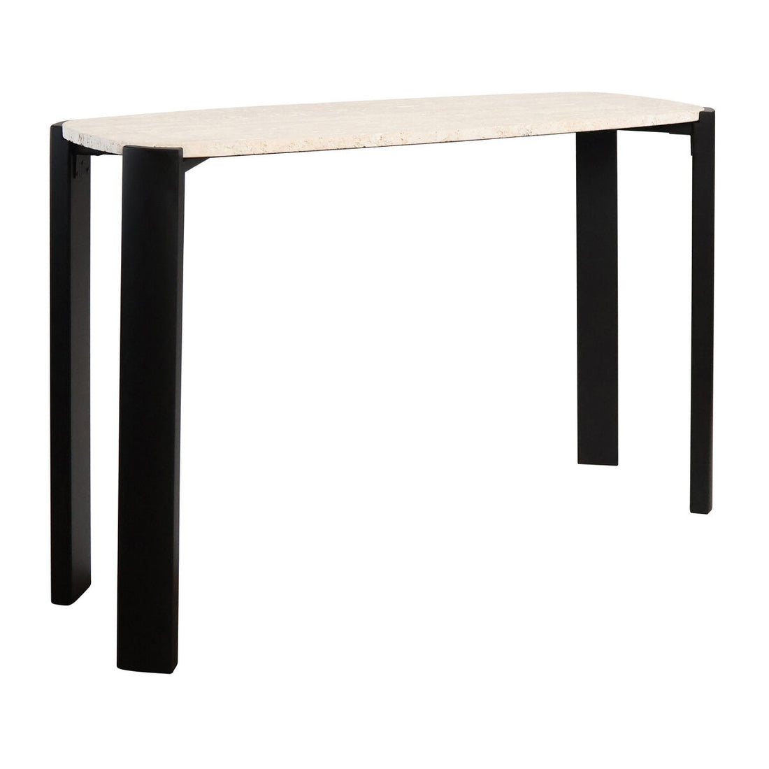 Black Wood with Travertine Top Console Table | Palermo