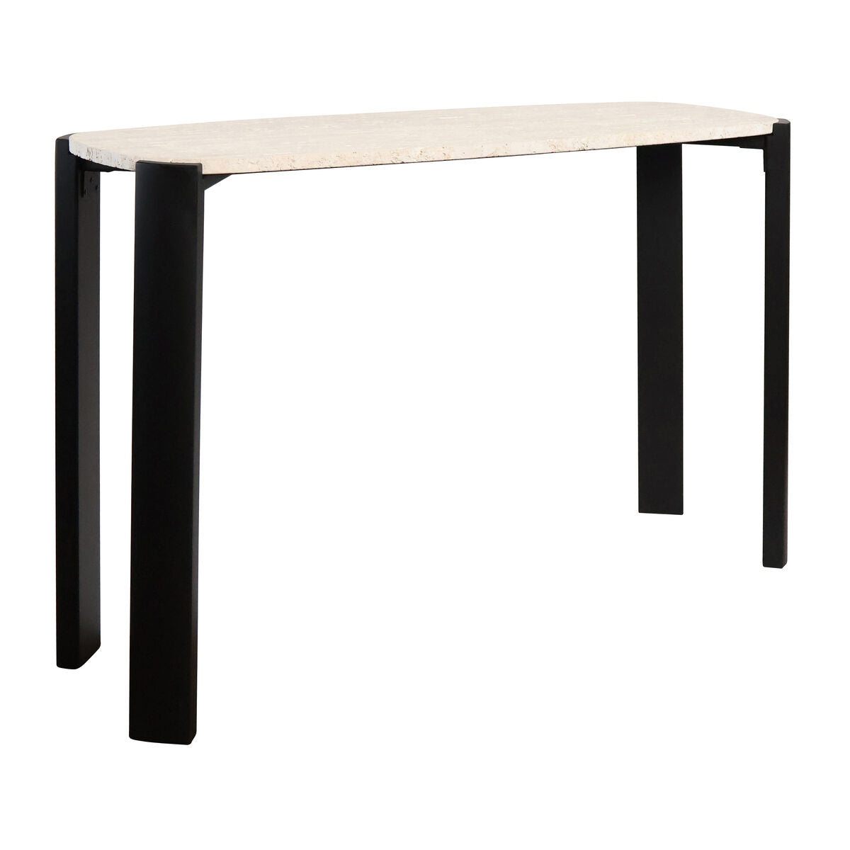 Black Wood with Travertine Top Console Table | Palermo
