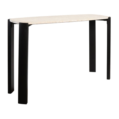 Black Wood with Travertine Top Console Table | Palermo