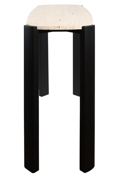 Black Wood with Travertine Top Console Table | Palermo
