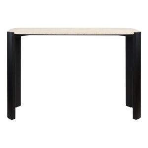 Black Wood with Travertine Top Console Table | Palermo