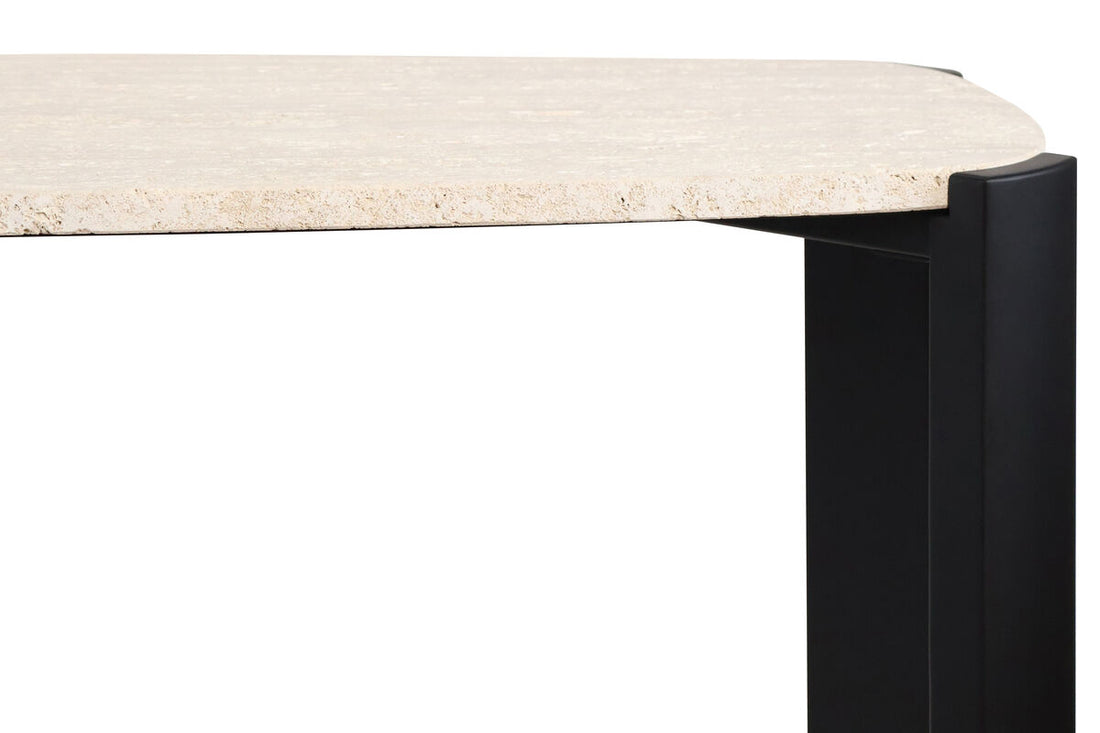 Black Wood with Travertine Top Console Table | Palermo