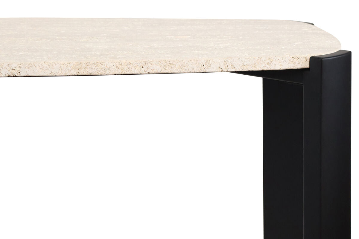Black Wood with Travertine Top Console Table | Palermo