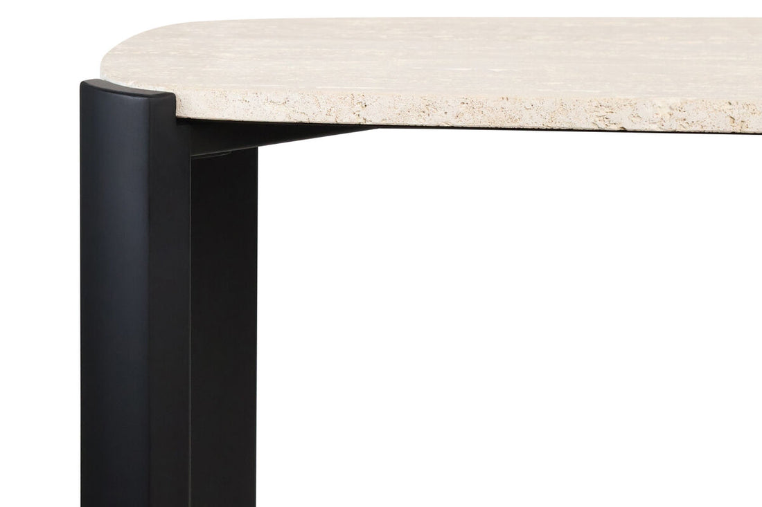 Black Wood with Travertine Top Console Table | Palermo