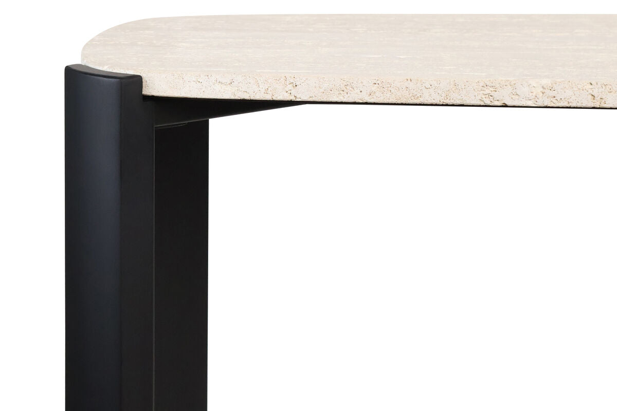 Black Wood with Travertine Top Console Table | Palermo