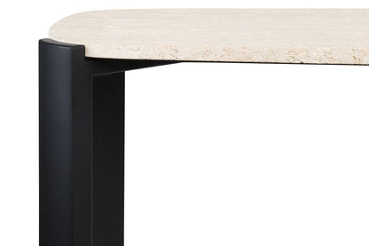 Black Wood with Travertine Top Console Table | Palermo