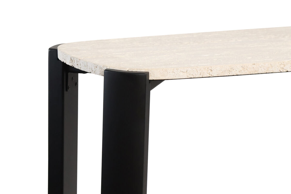 Black Wood with Travertine Top Console Table | Palermo
