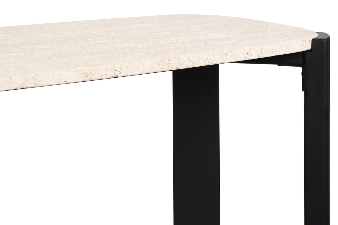 Black Wood with Travertine Top Console Table | Palermo