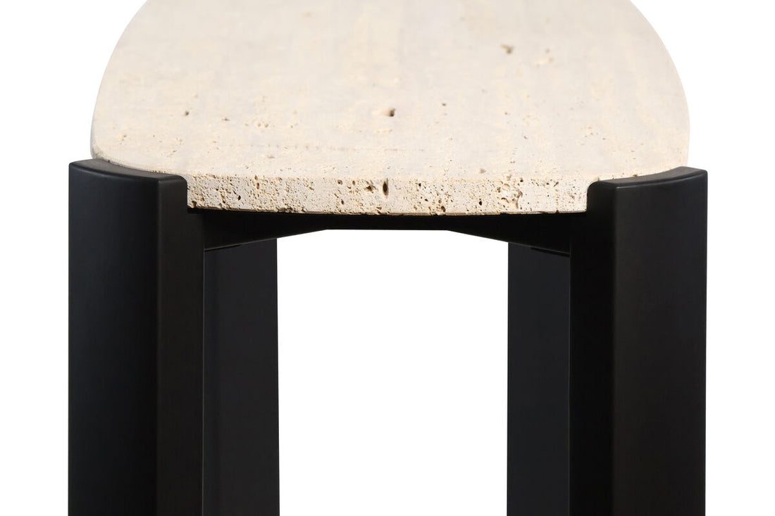 Black Wood with Travertine Top Console Table | Palermo
