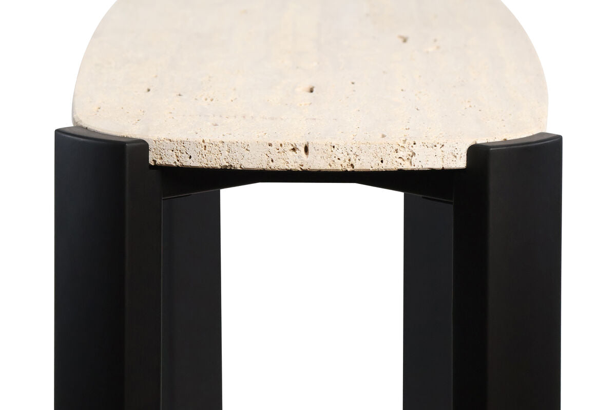 Black Wood with Travertine Top Console Table | Palermo