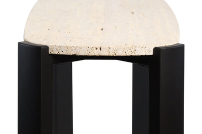 Black Wood with Travertine Top Console Table | Palermo