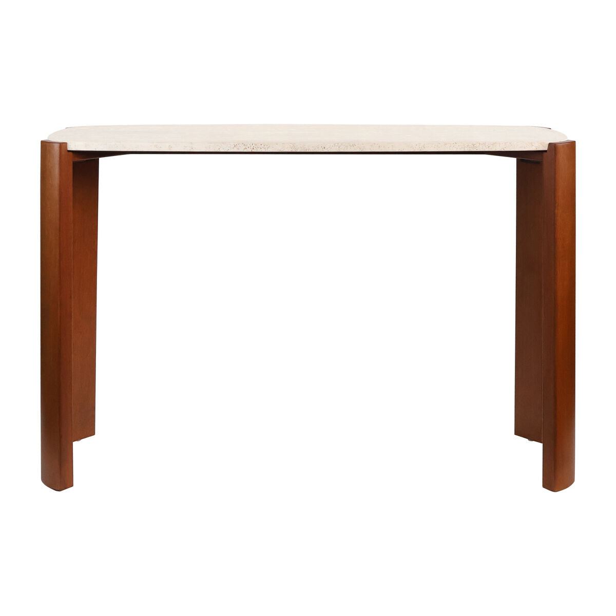Brown Wood with Travertine Top Console Table | Palermo