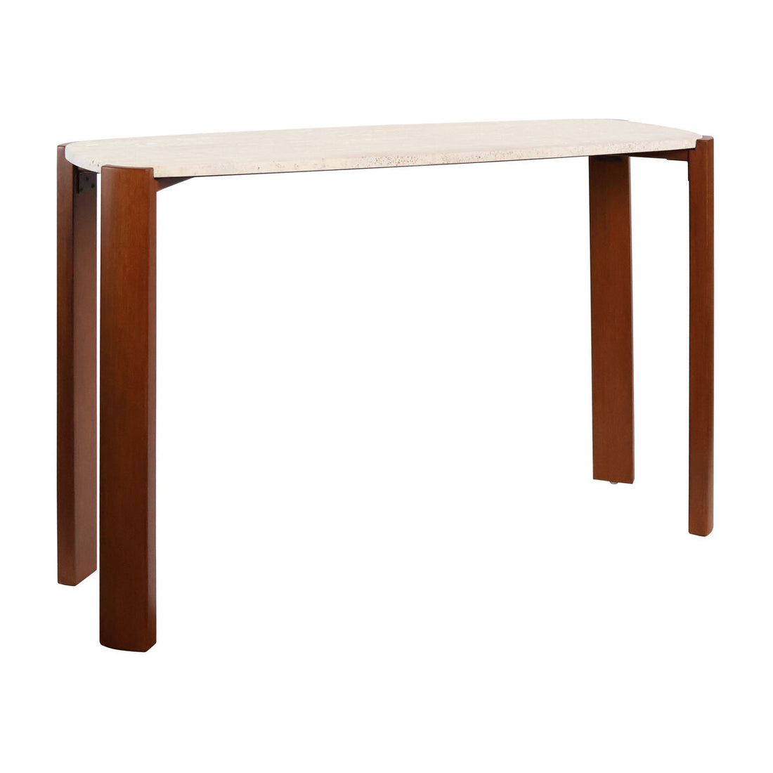 Brown Wood with Travertine Top Console Table | Palermo