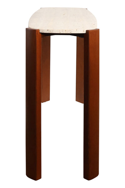 Brown Wood with Travertine Top Console Table | Palermo