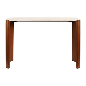Brown Wood with Travertine Top Console Table | Palermo