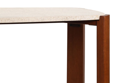 Brown Wood with Travertine Top Console Table | Palermo