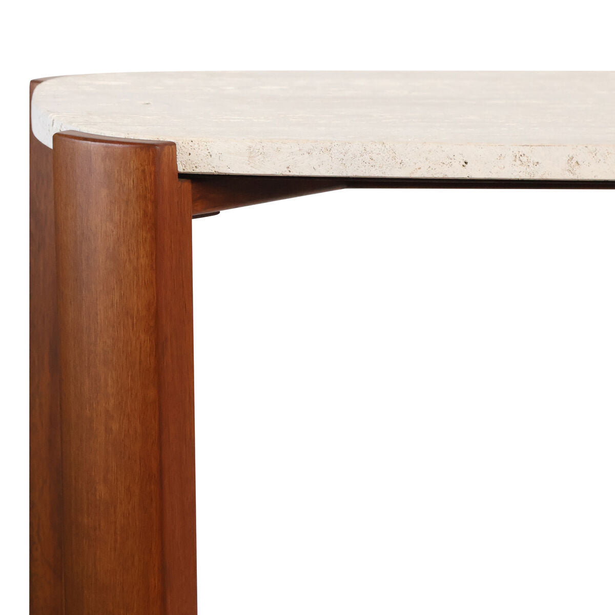 Brown Wood with Travertine Top Console Table | Palermo