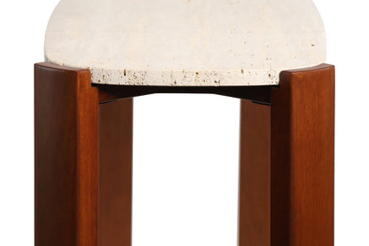 Brown Wood with Travertine Top Console Table | Palermo