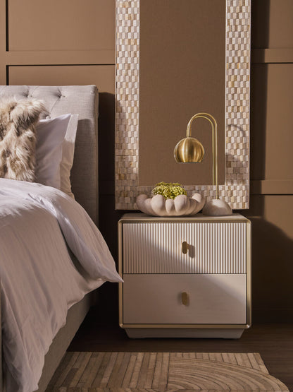 Dorsino Ivory Veneer Two Drawer Bedside Table